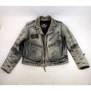 Harley Davidson Distressed Washed Leather Racing Jacket XL An American Legend